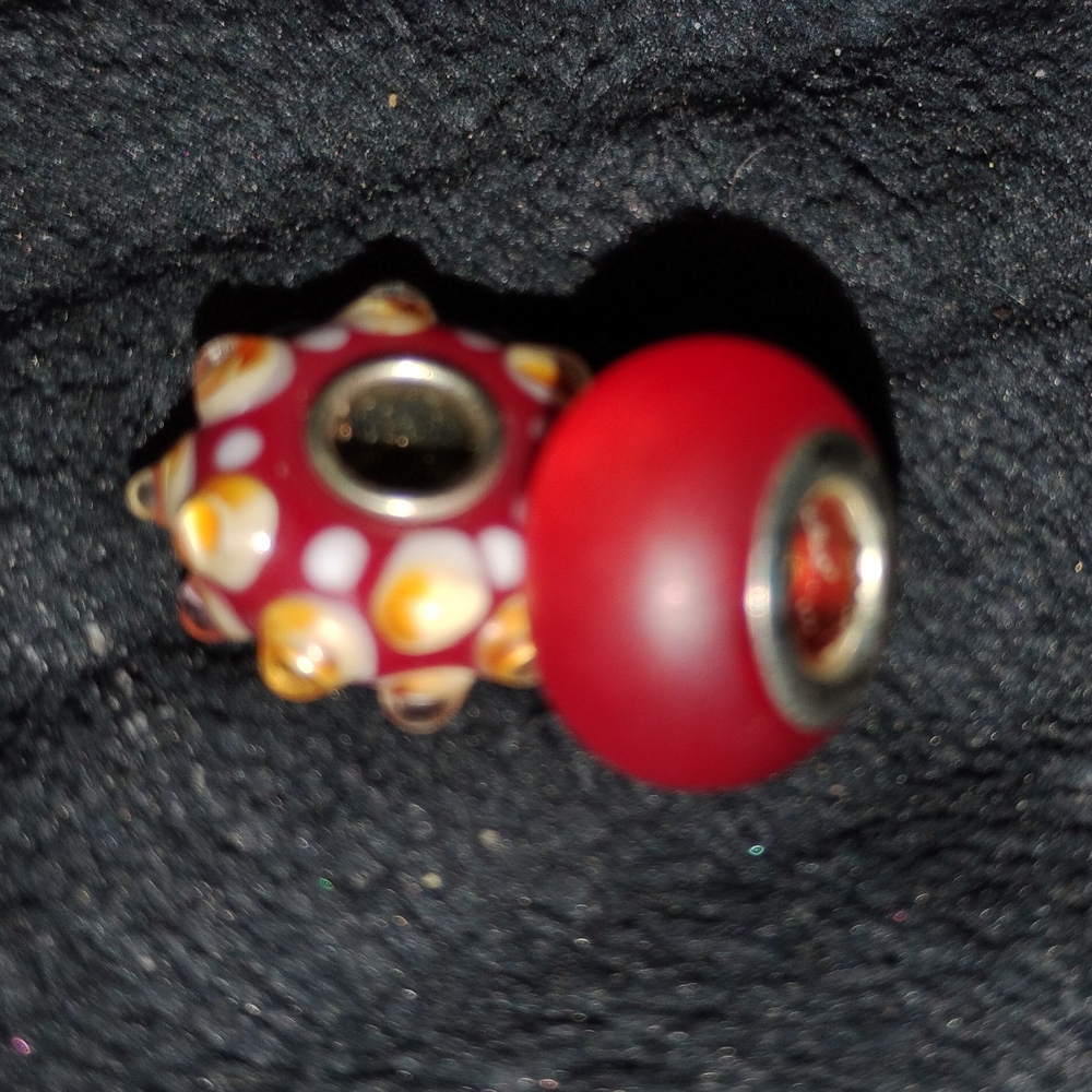 Red and Yellow Beaded Charm Set